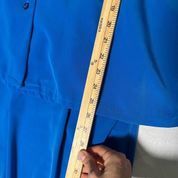 Granny Blue Polyester Floral Embellished Pant Suit Set Women L Cottage Lounge - Picture 7 of 14